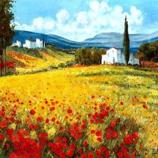 Схема вышивки «деревенский пейзаж»