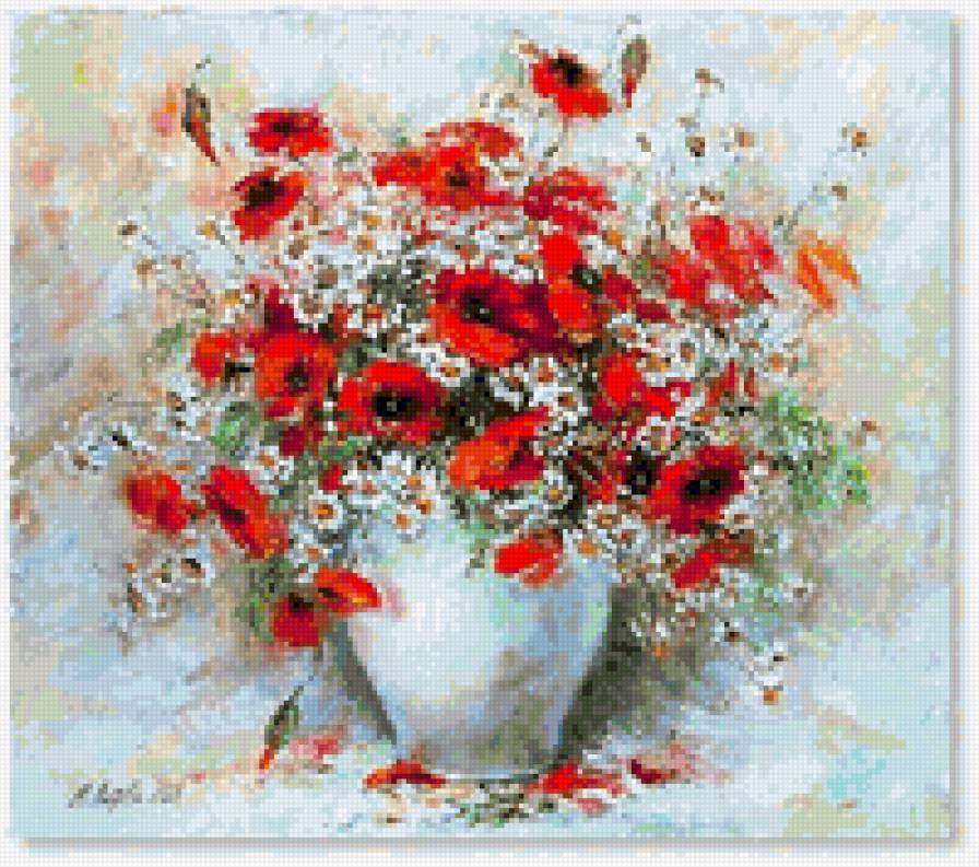 цветы в вазе - маки - предпросмотр