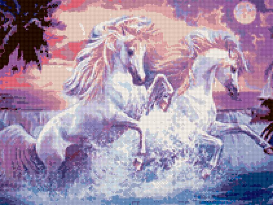 Сказочная ночь - пары, лошади, сказка - предпросмотр