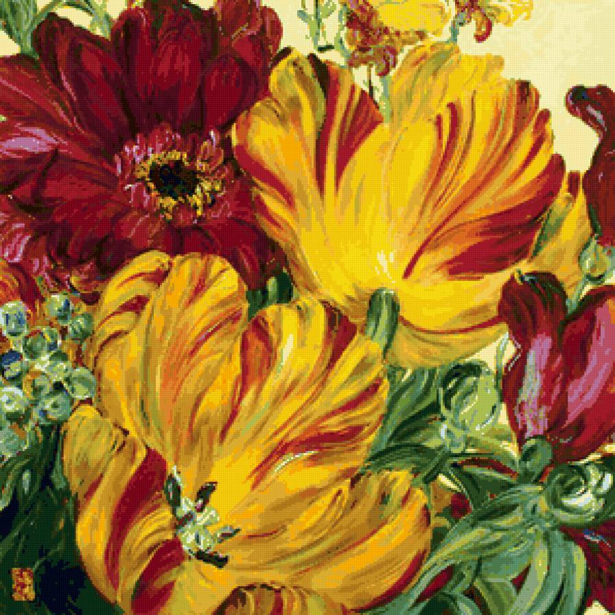 серия "яркие краски" - цветы, подушка - предпросмотр