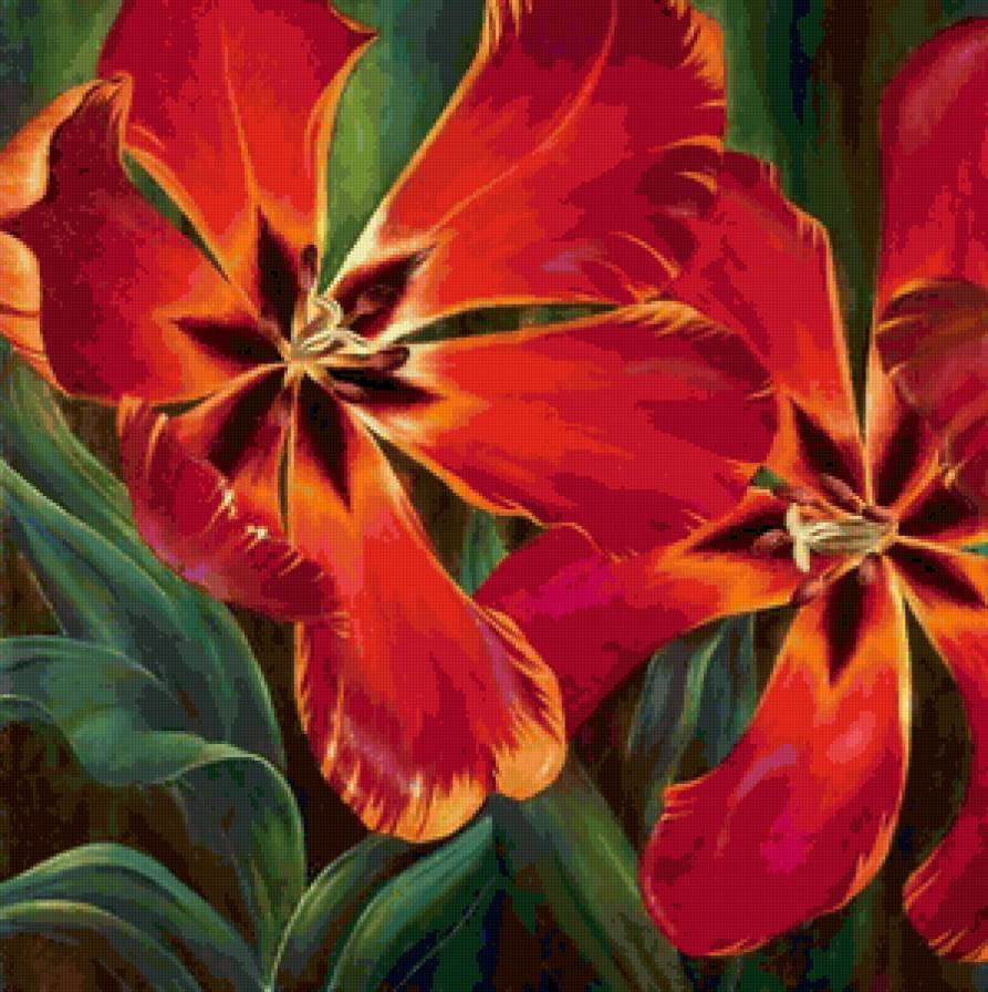 Подушка "Тюльпаны" - тюльпаны, цветы, букет, подушка - предпросмотр