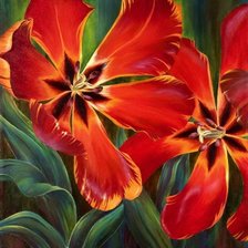 Схема вышивки «Подушка "Тюльпаны"»