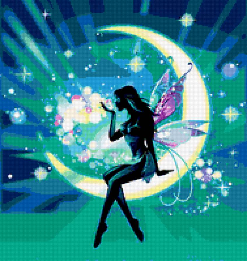 Лунная фея - фея, фэнтези, крылья., луна, эльф - предпросмотр