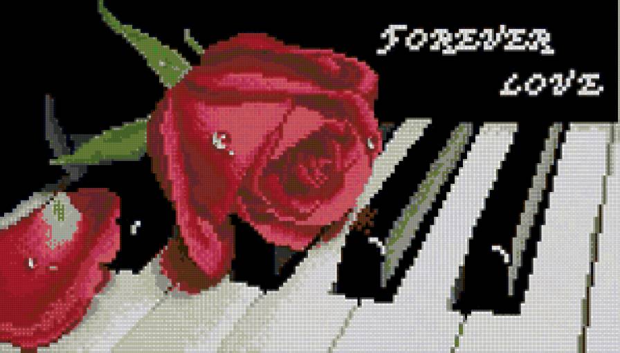 любовь навсегда - роза, надписи, пианино, розы, натюрморт, цветы - предпросмотр