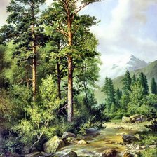 Схема вышивки «Пейзаж лес»