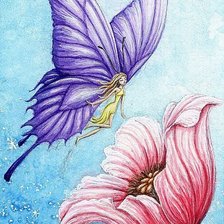 Схема вышивки «бабочка и розовый цветок»