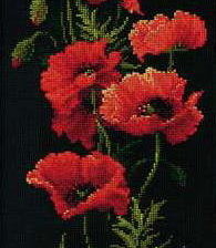Схема вышивки «Маки на черной канве»