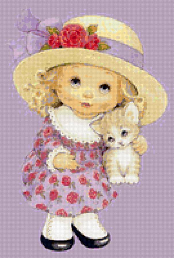 детская серия - девочка, дети, котенок - предпросмотр