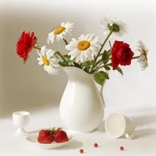 Схема вышивки «Ромашки и розы»