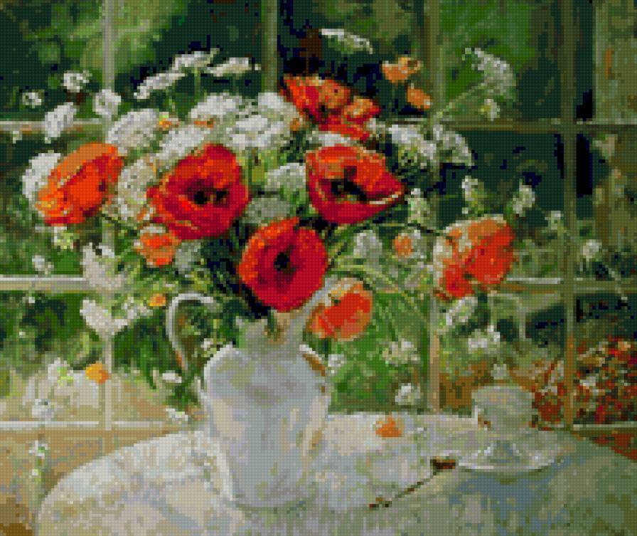 цветы в вазе - маки - предпросмотр