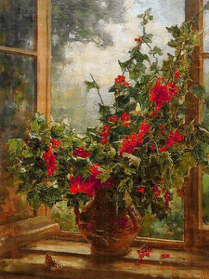 Букет смородины - корзина, смородина, ягоды, окно, букет, натюрморт - предпросмотр