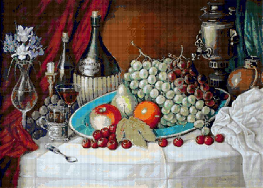 Виноград и вино - фрукты, натюрморты, натюрморт, для кухни, груши, виноград, вино - предпросмотр