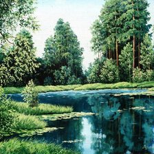 Схема вышивки «Лесное озеро»