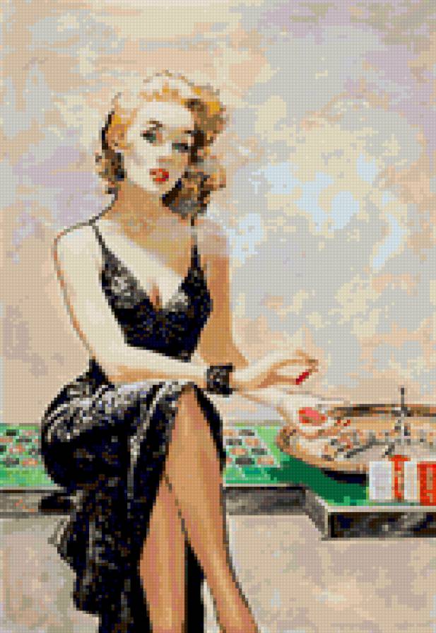 Игра - стол, женщина, живопись, портрет, лицо, фишки - предпросмотр