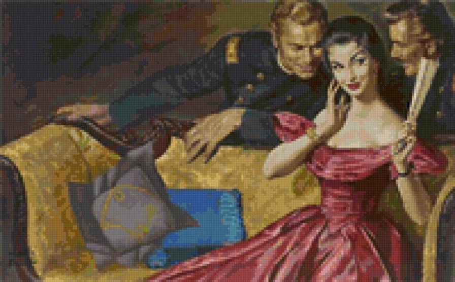 Разговор - женщина, живопись, мужчина, лицо, портрет, пара - предпросмотр