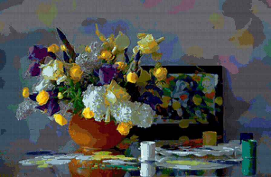 Натюрморт - натюрморт, цветы, краски - предпросмотр