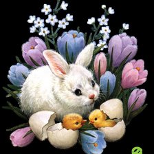 Схема вышивки «Кролик и цыплятки»