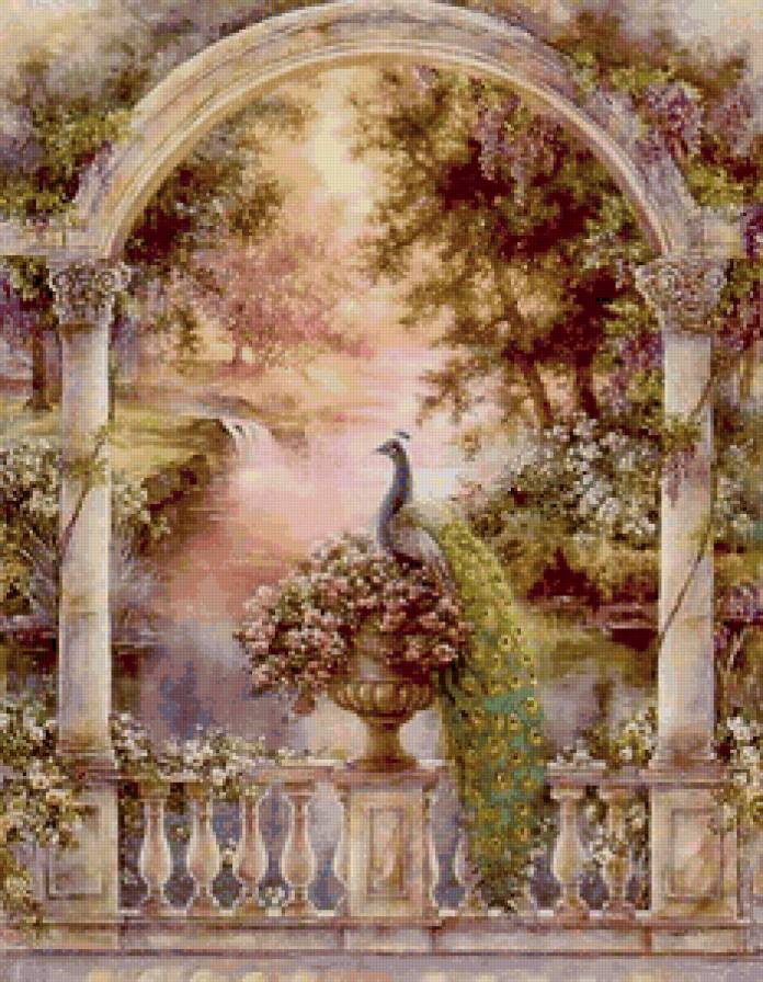 павлин - павлин, сад, пейзаж - предпросмотр