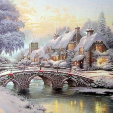 Схема вышивки «домик в зимнем лесу»