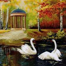 Схема вышивки «беседка у озера»