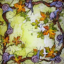 Схема вышивки «улитки и осенние листья»