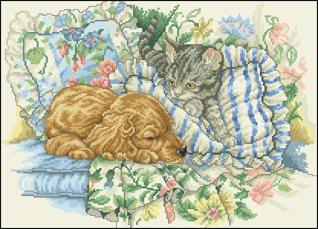 котенок и щенок - кошка, животные, собака - оригинал