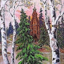 Схема вышивки «Теремок в лесу»