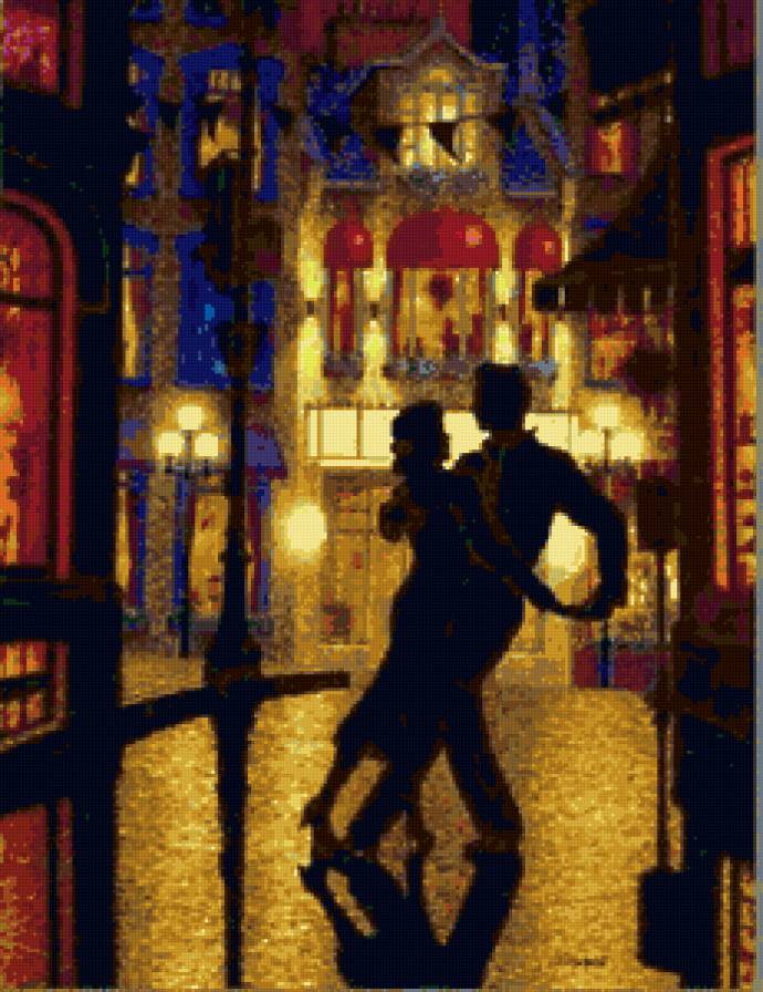 Тени... Он и она. - танец, двое, пейзаж, девушка, город, пара, мужчина - предпросмотр