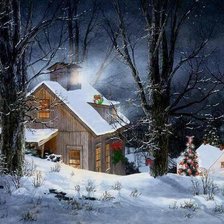 Схема вышивки «домик в лесу»