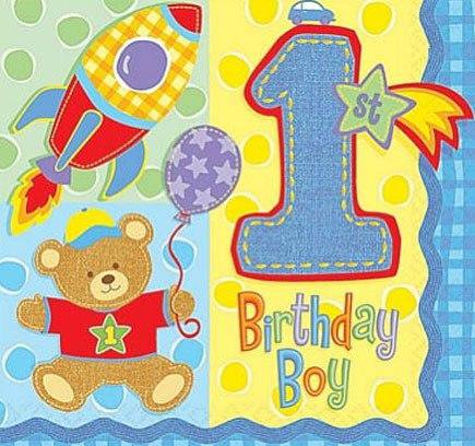 На годик мальчику - открытка, годик, мишка, праздник - оригинал