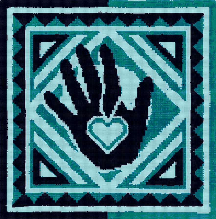 Подушка с ладонью - оргамент, подушка, рука - предпросмотр