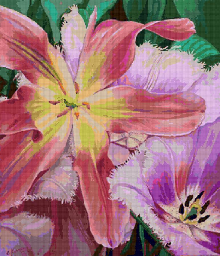 Серия "Букет" - тюльпаны, лилии, цветы - предпросмотр