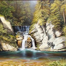 Схема вышивки «Пейзаж, водопад»