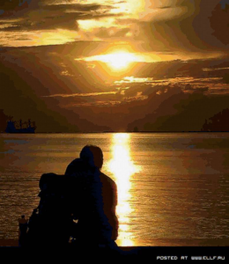 Вечер - романтика, пара, пейзаж, двое - предпросмотр