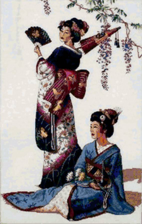 Гейши - девушка, женщина, рисунок, восток, гейша - предпросмотр