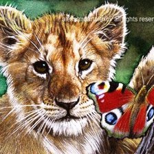 Схема вышивки «Львёнок и бабочка»
