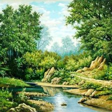 Схема вышивки «Лесная река»