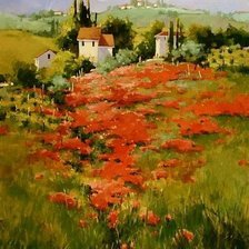 Схема вышивки «деревенский пейзаж»