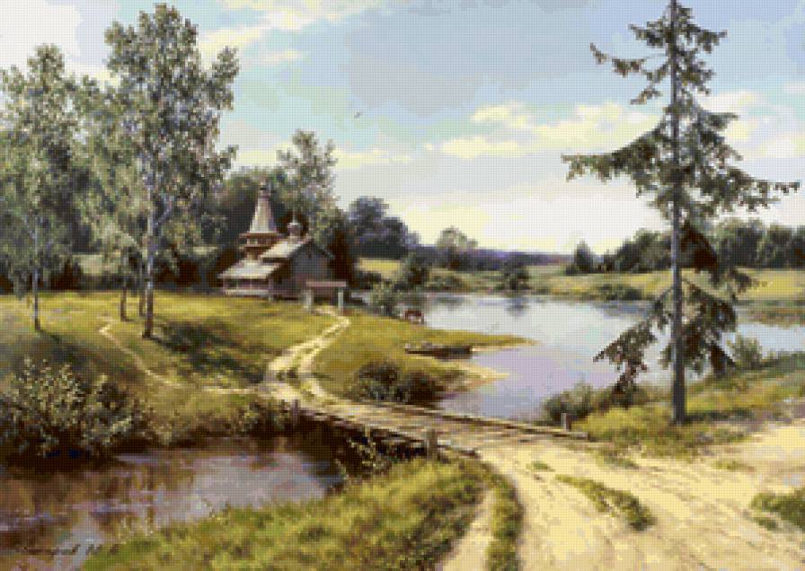 Пейзаж, церковь - пейзаж, церковь - предпросмотр