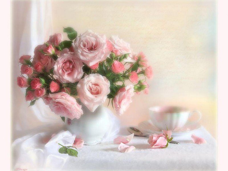 Натюрморт - картина, натюрморт, розы, цветы - оригинал