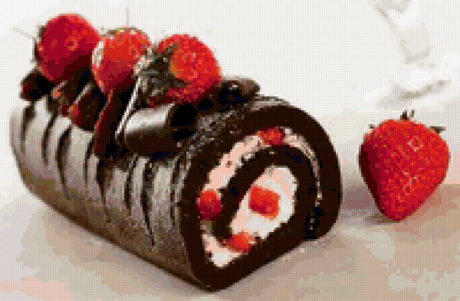 Вкусный рулетик - на кухню, сладости, кекс, клубника - предпросмотр