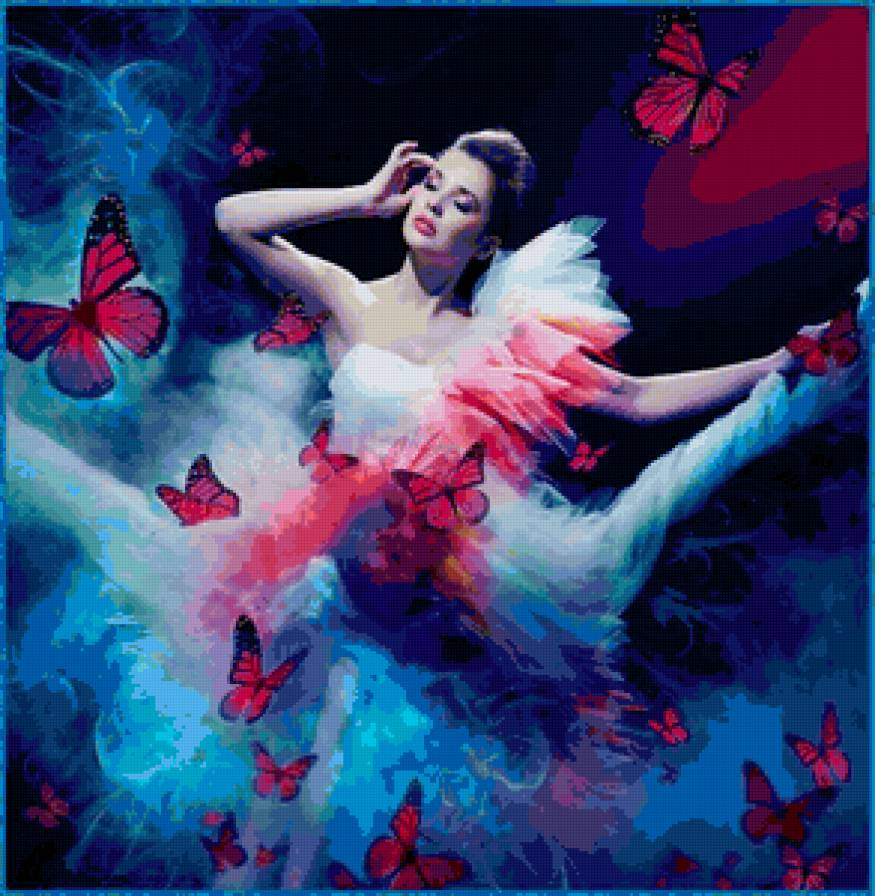 мечты - девушка, бабочки - предпросмотр