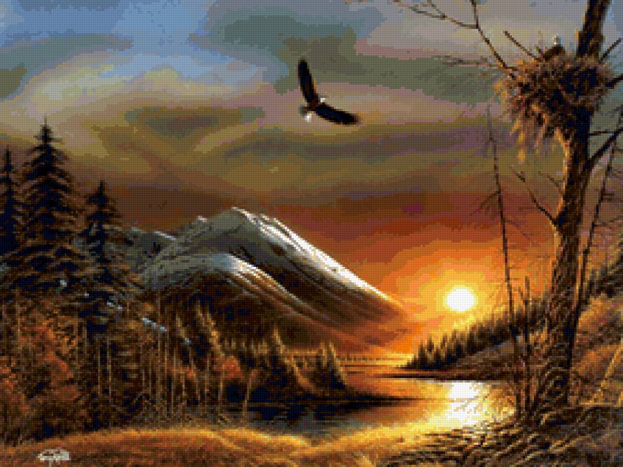 Орёл - гора, пейзаж, дерево, природа - предпросмотр