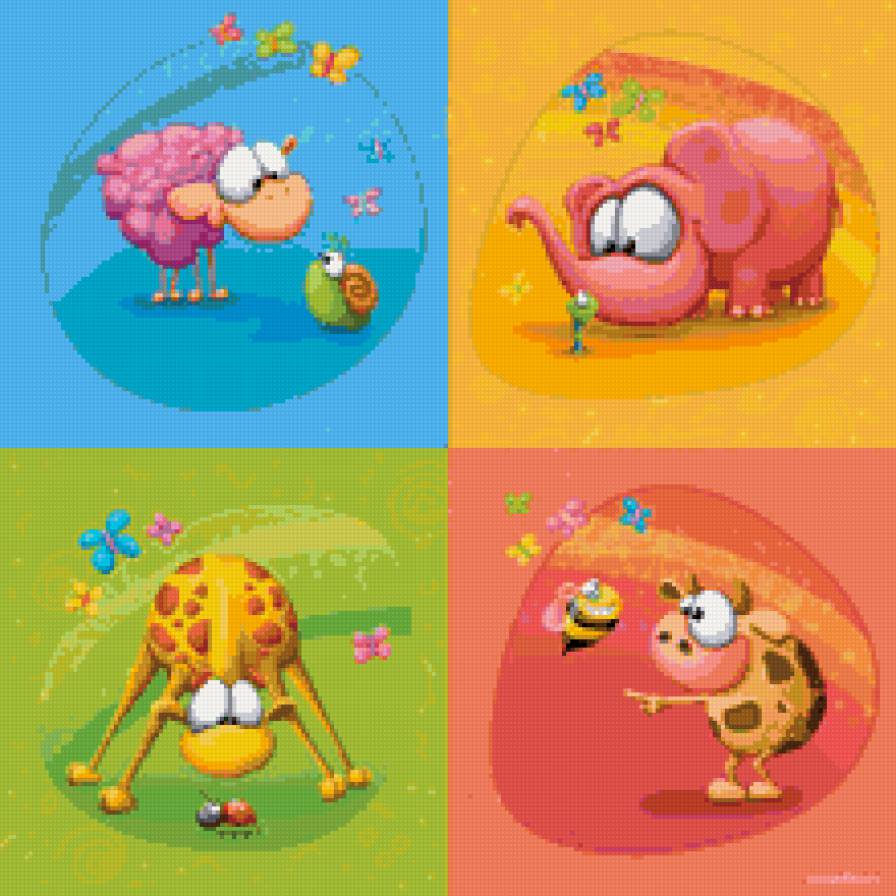 Подушка - детям, зверята, подушка, детская - предпросмотр