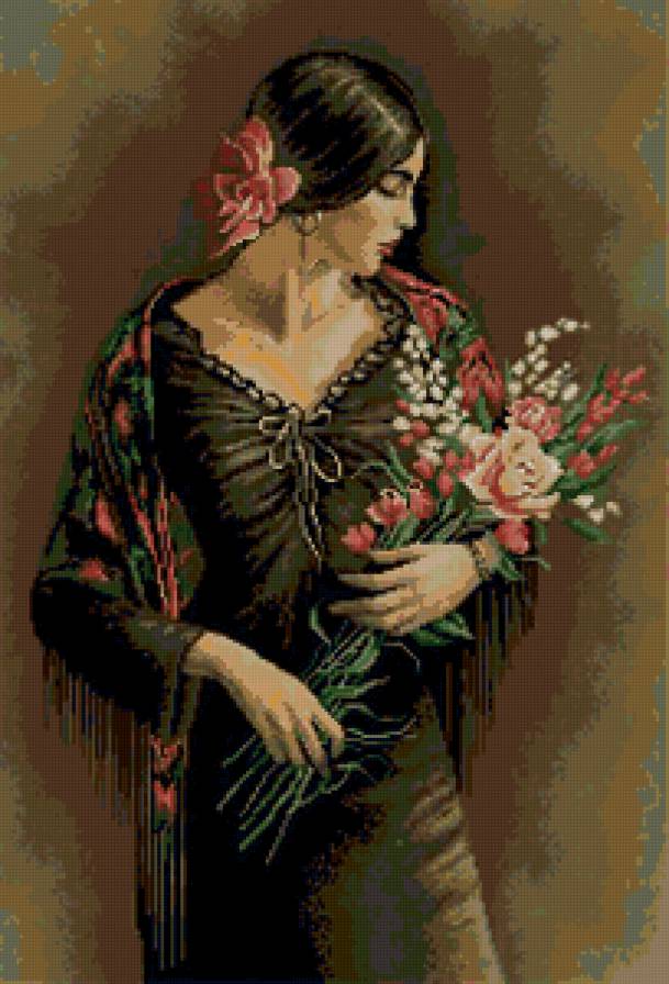 девушка с цветами - цветы, девушка - предпросмотр