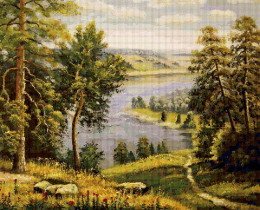 пейзаж - природа, картина, река, пейзаж - предпросмотр