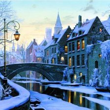 Схема вышивки «Зимний городской пейзаж»