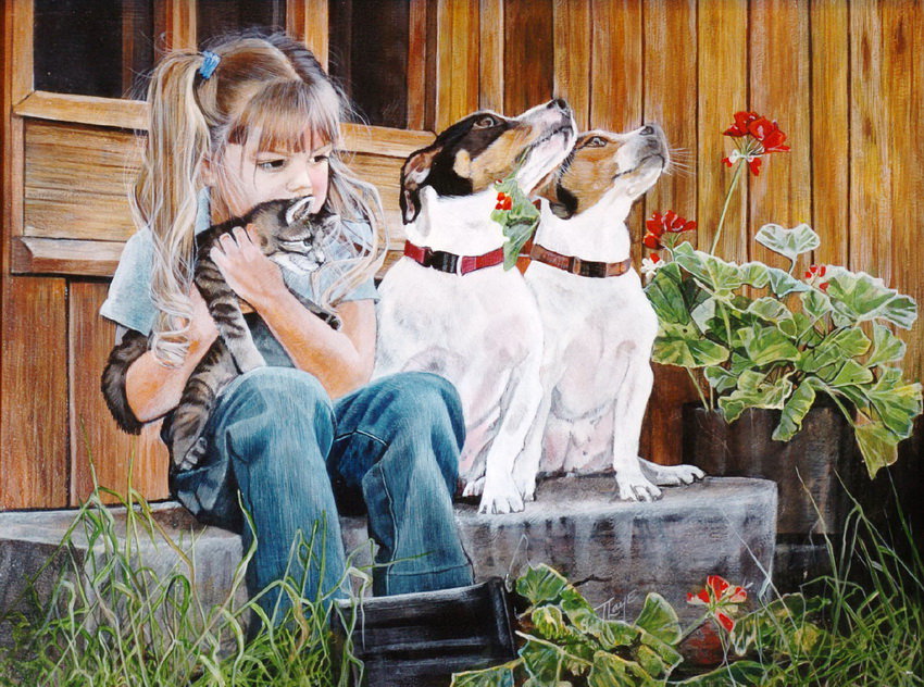 Друзья. - дети, животные. - оригинал