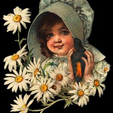 Схема вышивки «Девочка с птичкой.»