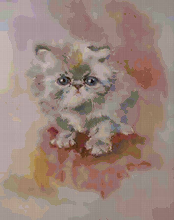 котёнок - кошки, акварель, котята, животные, коты - предпросмотр